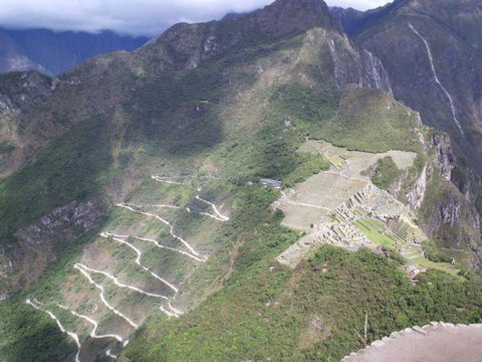 Sicht vom Berg "Huayna Pichu" auf Machu Pichu