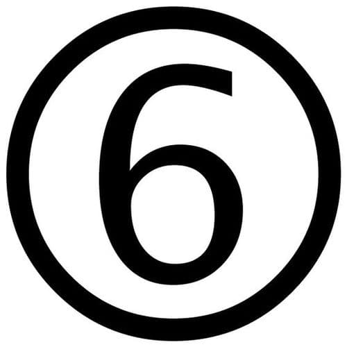 Black number six in circle