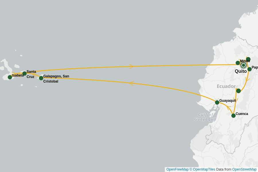 Itinerary Map image for Äquatoriale Eleganz: Ecuador & Galapagos Enthüllt