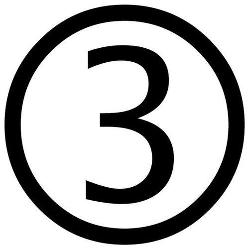 black number three in circle icon