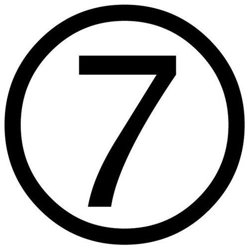 Black number seven in circle
