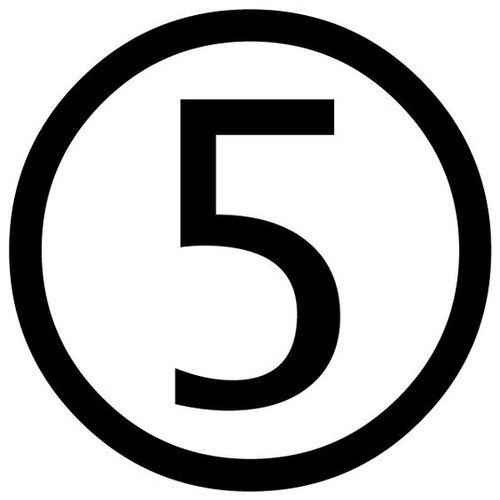 Black number five in circle