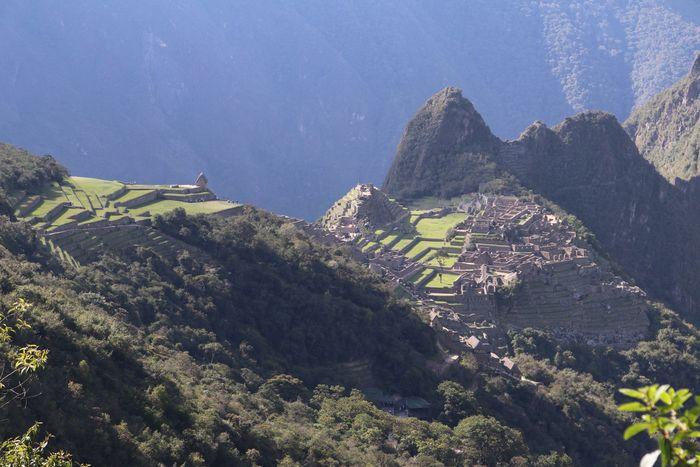 Erster Blick auf Machu Picchu